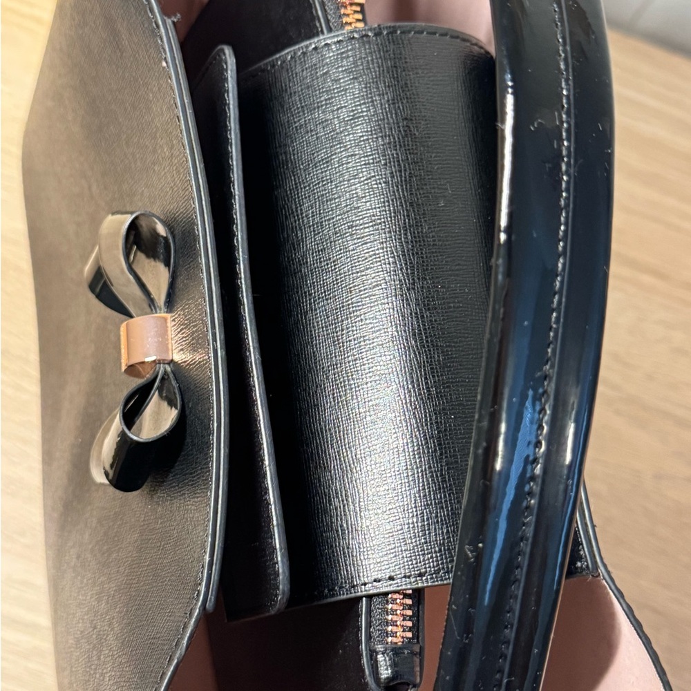 Ted Baker Black Satchel with Patent Bow Accent Bag - Picture 7 of 10